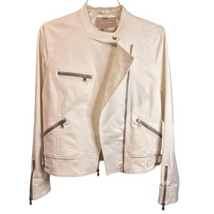 Banana Republic Women's White Stretch Moto Jacket Whiteout